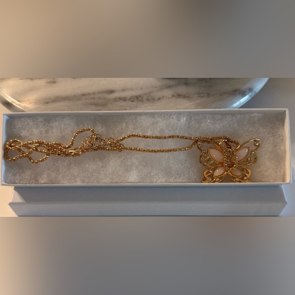 NW0T Elegant Rose Golden Butterfly Necklace Fashion Jewelry Women Chain 12inches - Picture 4 of 11